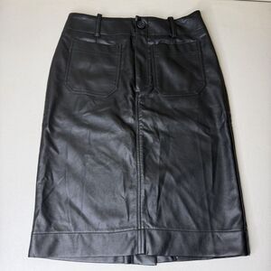 Anthropologie Maeve The Colette Vegan Leather Midi Skirt Womens Small Back Slit